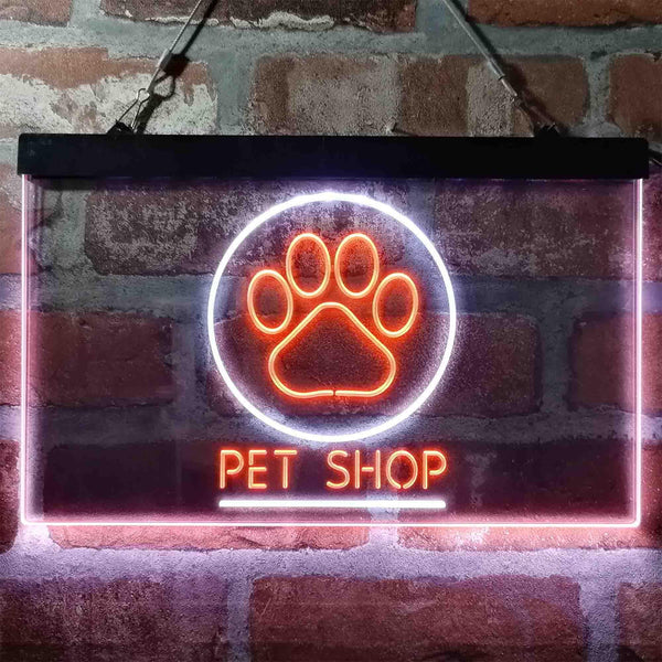 ADVPRO Paw Print Pet Shop Dual Color LED Neon Sign st6-i3992 - White & Orange