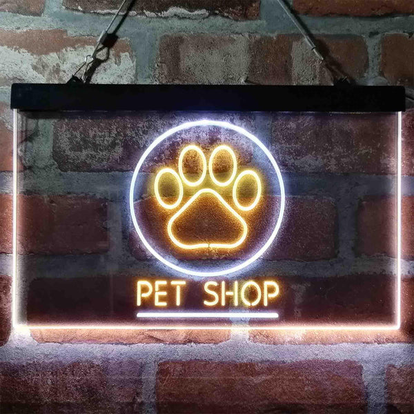 ADVPRO Paw Print Pet Shop Dual Color LED Neon Sign st6-i3992 - White & Yellow