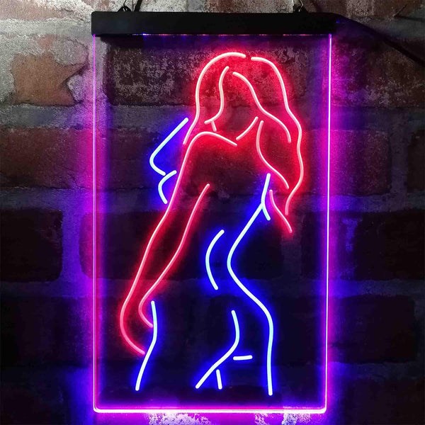 ADVPRO Sexy Back Girl Dancer Man Cave Garage  Dual Color LED Neon Sign st6-i3993 - Blue & Red