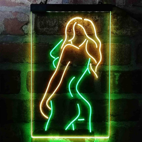 ADVPRO Sexy Back Girl Dancer Man Cave Garage  Dual Color LED Neon Sign st6-i3993 - Green & Yellow
