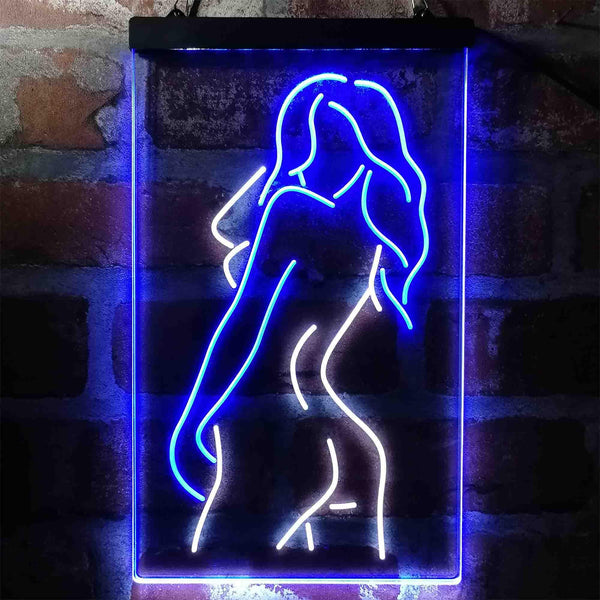 ADVPRO Sexy Back Girl Dancer Man Cave Garage  Dual Color LED Neon Sign st6-i3993 - White & Blue