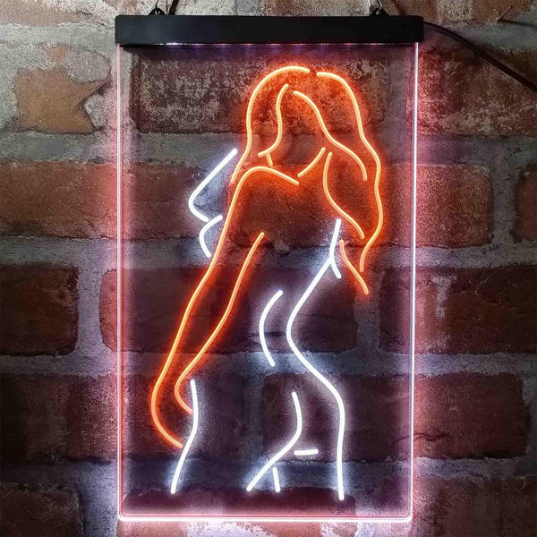 ADVPRO Sexy Back Girl Dancer Man Cave Garage  Dual Color LED Neon Sign st6-i3993 - White & Orange