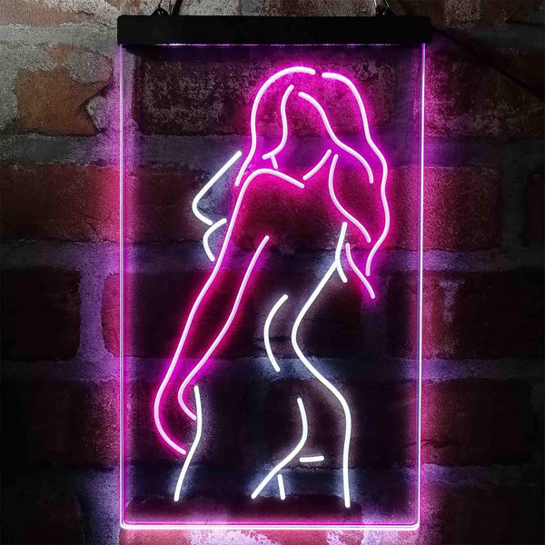 ADVPRO Sexy Back Girl Dancer Man Cave Garage  Dual Color LED Neon Sign st6-i3993 - White & Purple