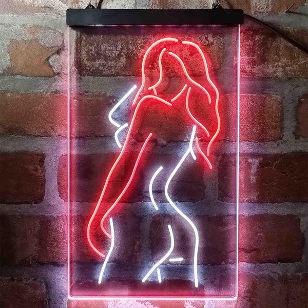 ADVPRO Sexy Back Girl Dancer Man Cave Garage  Dual Color LED Neon Sign st6-i3993 - White & Red