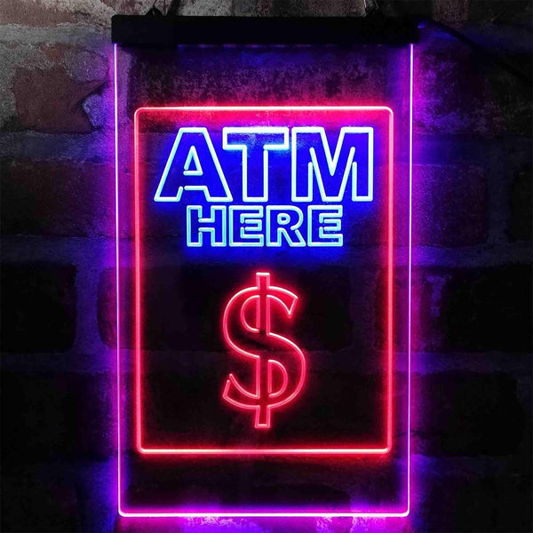 ADVPRO ATM Here Money Signal  Dual Color LED Neon Sign st6-i3994 - Blue & Red