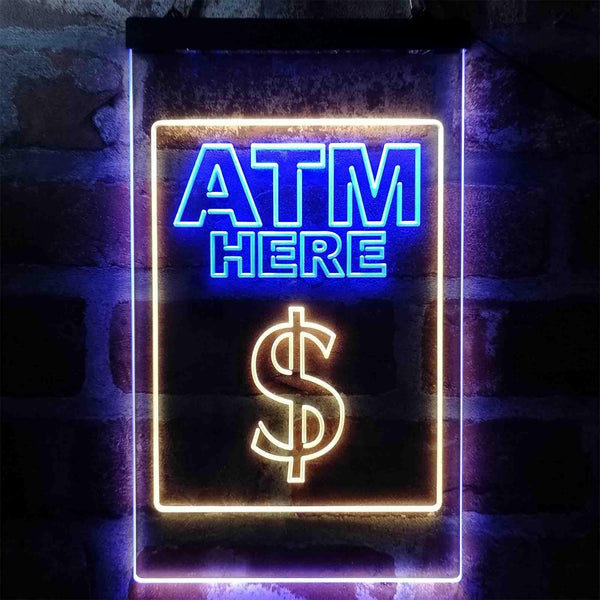 ADVPRO ATM Here Money Signal  Dual Color LED Neon Sign st6-i3994 - Blue & Yellow