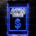 ADVPRO ATM Here Money Signal  Dual Color LED Neon Sign st6-i3994 - White & Blue