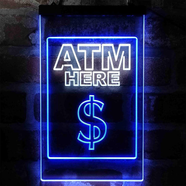 ADVPRO ATM Here Money Signal  Dual Color LED Neon Sign st6-i3994 - White & Blue