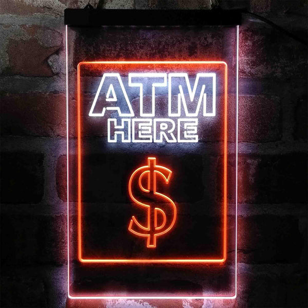 ADVPRO ATM Here Money Signal  Dual Color LED Neon Sign st6-i3994 - White & Orange