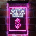 ADVPRO ATM Here Money Signal  Dual Color LED Neon Sign st6-i3994 - White & Purple