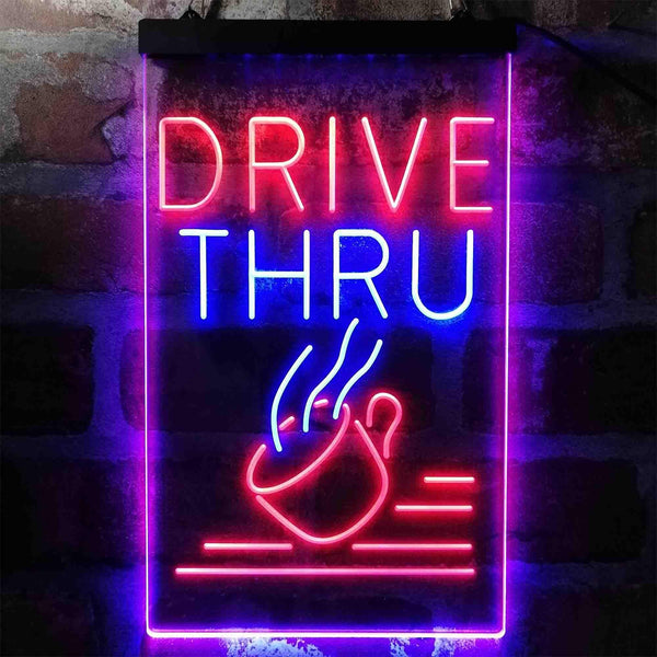 ADVPRO Drive Thru Coffee  Dual Color LED Neon Sign st6-i3995 - Blue & Red