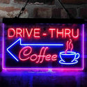 ADVPRO Drive Thru Coffee Shop Arrow Left Dual Color LED Neon Sign st6-i3997 - Blue & Red