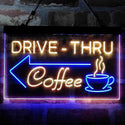 ADVPRO Drive Thru Coffee Shop Arrow Left Dual Color LED Neon Sign st6-i3997 - Blue & Yellow