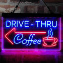 ADVPRO Drive Thru Coffee Shop Arrow Left Dual Color LED Neon Sign st6-i3997 - Red & Blue