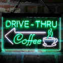 ADVPRO Drive Thru Coffee Shop Arrow Left Dual Color LED Neon Sign st6-i3997 - White & Green