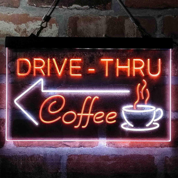 ADVPRO Drive Thru Coffee Shop Arrow Left Dual Color LED Neon Sign st6-i3997 - White & Orange