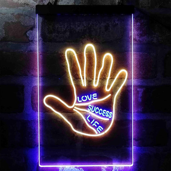 ADVPRO Love Success Life Palm Reader Display  Dual Color LED Neon Sign st6-i3998 - Blue & Yellow