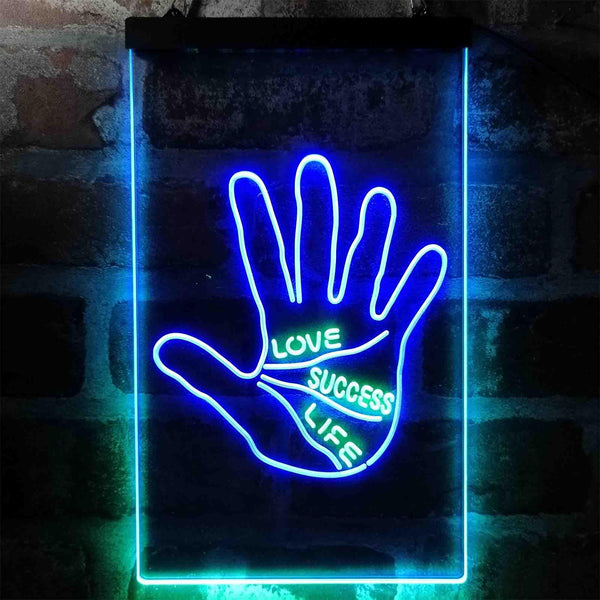 ADVPRO Love Success Life Palm Reader Display  Dual Color LED Neon Sign st6-i3998 - Green & Blue