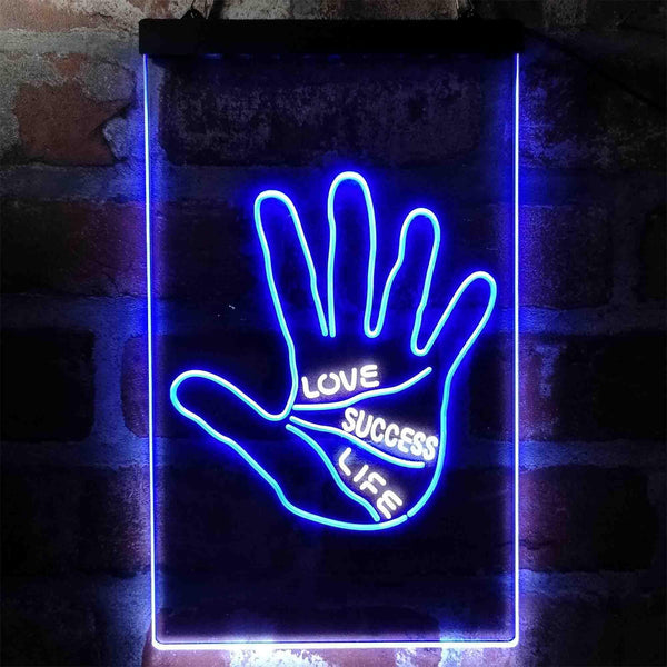 ADVPRO Love Success Life Palm Reader Display  Dual Color LED Neon Sign st6-i3998 - White & Blue