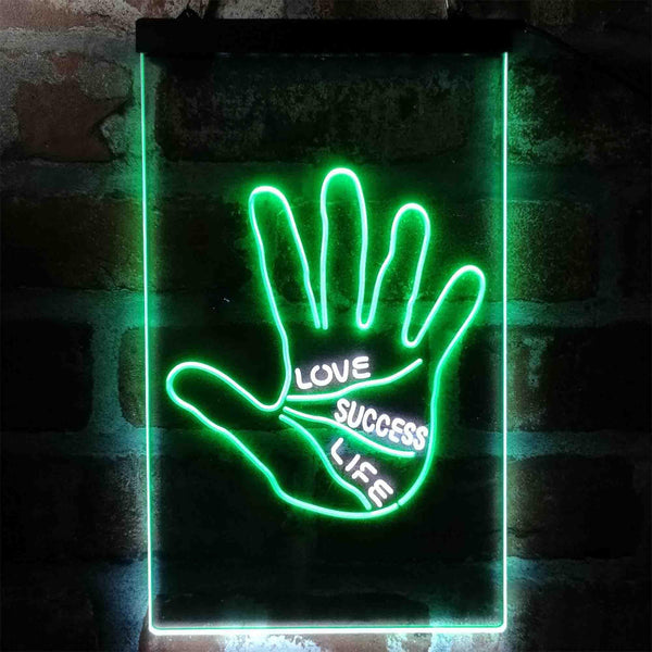 ADVPRO Love Success Life Palm Reader Display  Dual Color LED Neon Sign st6-i3998 - White & Green