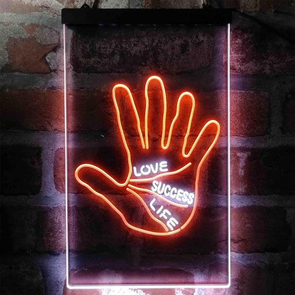 ADVPRO Love Success Life Palm Reader Display  Dual Color LED Neon Sign st6-i3998 - White & Orange
