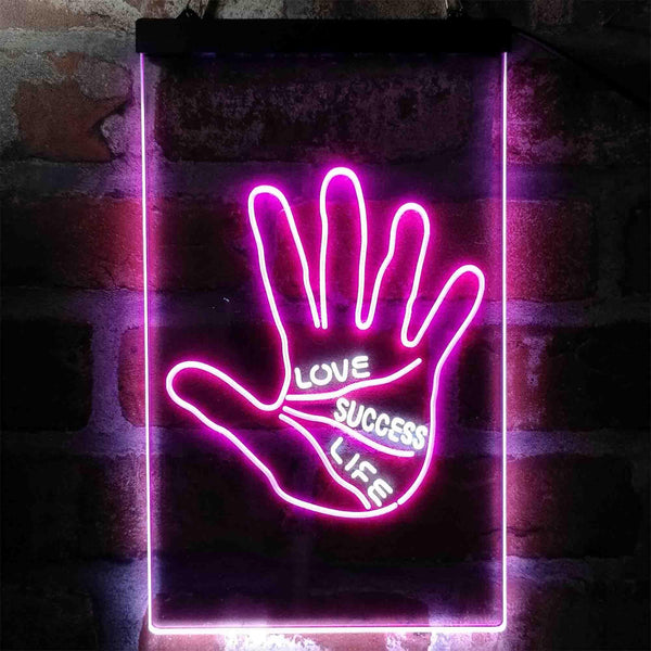 ADVPRO Love Success Life Palm Reader Display  Dual Color LED Neon Sign st6-i3998 - White & Purple