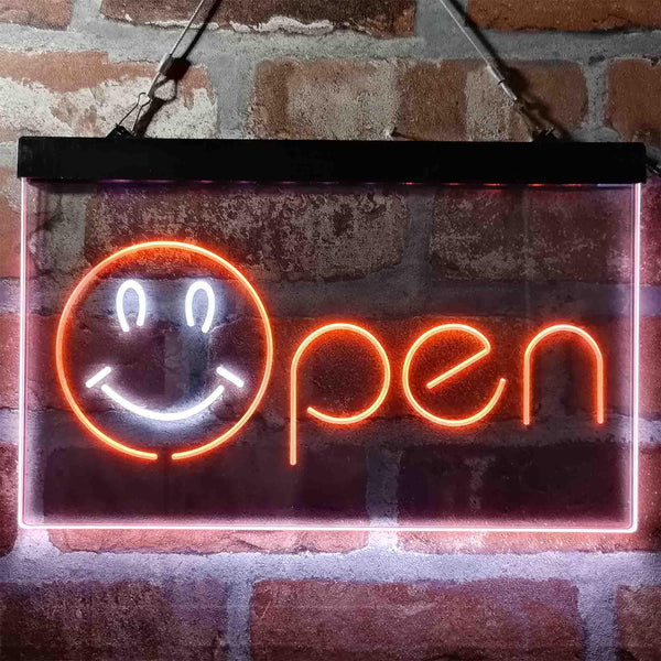 ADVPRO Smile Open Display Dual Color LED Neon Sign st6-i4000 - White & Orange