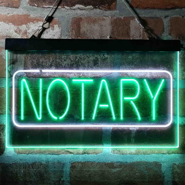 ADVPRO Notary Public Display Dual Color LED Neon Sign st6-i4001 - White & Green