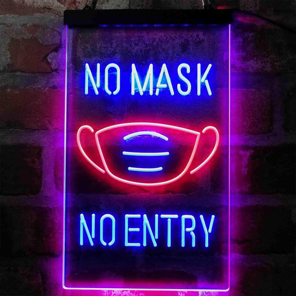 ADVPRO No Mask No Entry Notice  Dual Color LED Neon Sign st6-i4006 - Red & Blue