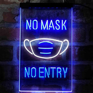 ADVPRO No Mask No Entry Notice  Dual Color LED Neon Sign st6-i4006 - White & Blue