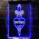 ADVPRO Tattoo Sword Heart Man Cave  Dual Color LED Neon Sign st6-i4007 - White & Blue