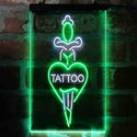 ADVPRO Tattoo Sword Heart Man Cave  Dual Color LED Neon Sign st6-i4007 - White & Green