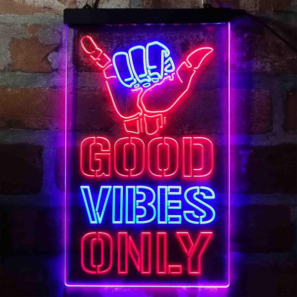 ADVPRO Good Vibes Only Hand  Dual Color LED Neon Sign st6-i4009 - Blue & Red