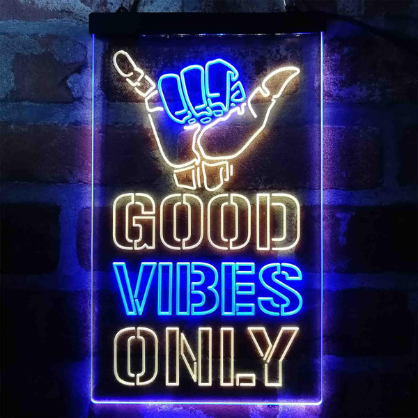 ADVPRO Good Vibes Only Hand  Dual Color LED Neon Sign st6-i4009 - Blue & Yellow