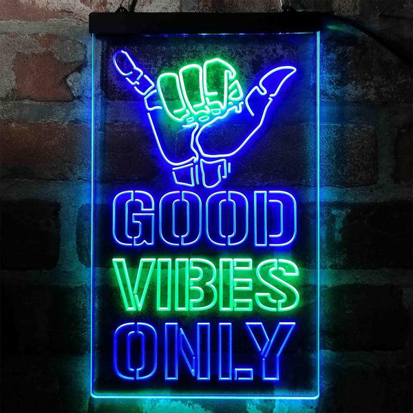 ADVPRO Good Vibes Only Hand  Dual Color LED Neon Sign st6-i4009 - Green & Blue