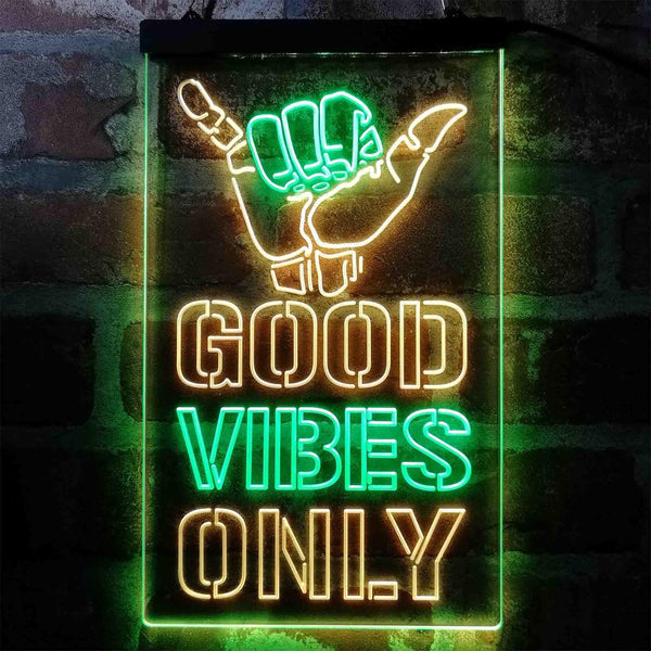 ADVPRO Good Vibes Only Hand  Dual Color LED Neon Sign st6-i4009 - Green & Yellow