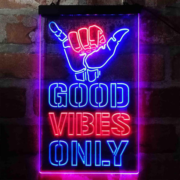 ADVPRO Good Vibes Only Hand  Dual Color LED Neon Sign st6-i4009 - Red & Blue