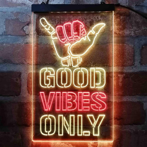ADVPRO Good Vibes Only Hand  Dual Color LED Neon Sign st6-i4009 - Red & Yellow