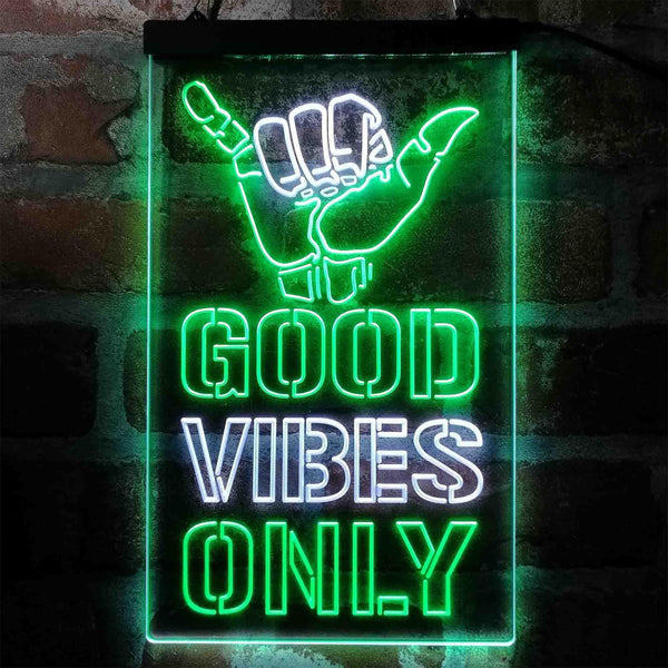 ADVPRO Good Vibes Only Hand  Dual Color LED Neon Sign st6-i4009 - White & Green