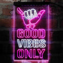ADVPRO Good Vibes Only Hand  Dual Color LED Neon Sign st6-i4009 - White & Purple