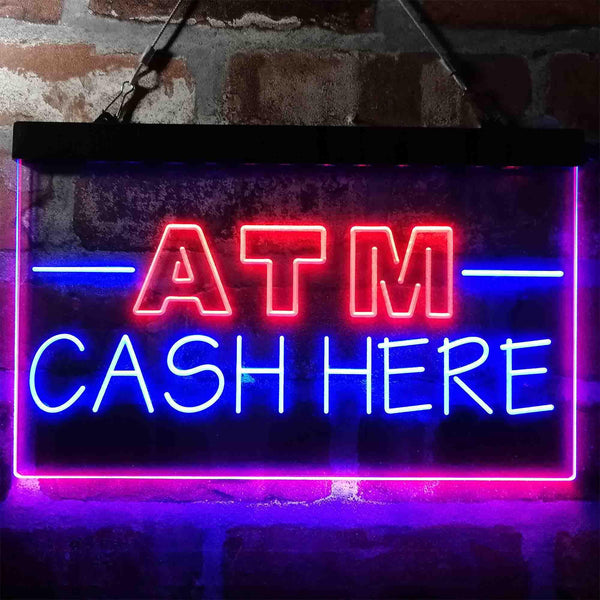 ADVPRO ATM Cash Here Shop Dual Color LED Neon Sign st6-i4012 - Blue & Red