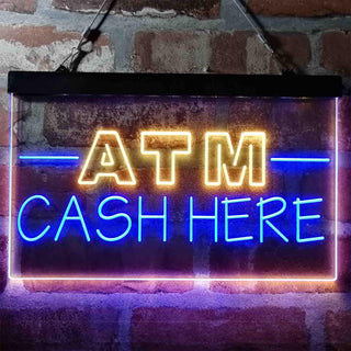 ADVPRO ATM Cash Here Shop Dual Color LED Neon Sign st6-i4012 - Blue & Yellow