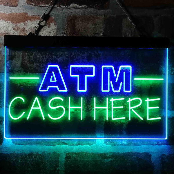 ADVPRO ATM Cash Here Shop Dual Color LED Neon Sign st6-i4012 - Green & Blue