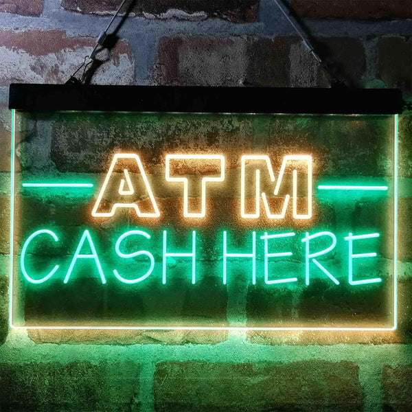 ADVPRO ATM Cash Here Shop Dual Color LED Neon Sign st6-i4012 - Green & Yellow
