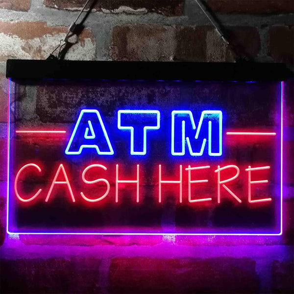 ADVPRO ATM Cash Here Shop Dual Color LED Neon Sign st6-i4012 - Red & Blue