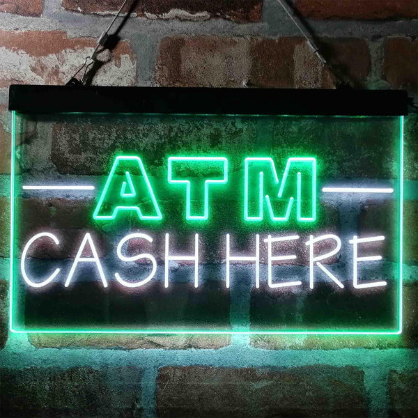 ADVPRO ATM Cash Here Shop Dual Color LED Neon Sign st6-i4012 - White & Green