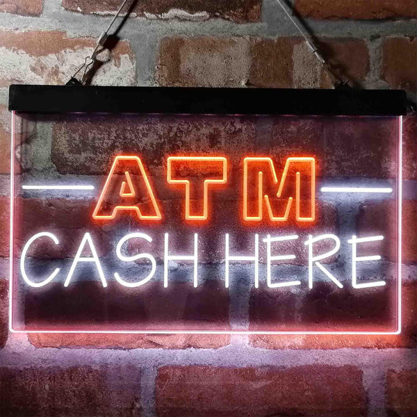 ADVPRO ATM Cash Here Shop Dual Color LED Neon Sign st6-i4012 - White & Orange