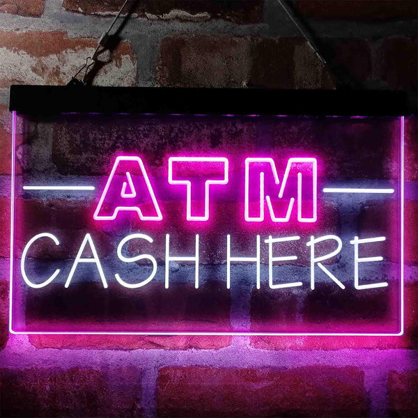 ADVPRO ATM Cash Here Shop Dual Color LED Neon Sign st6-i4012 - White & Purple