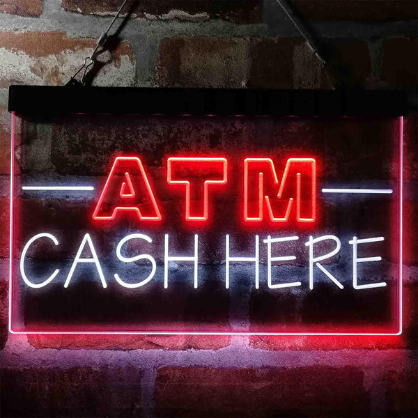 ADVPRO ATM Cash Here Shop Dual Color LED Neon Sign st6-i4012 - White & Red