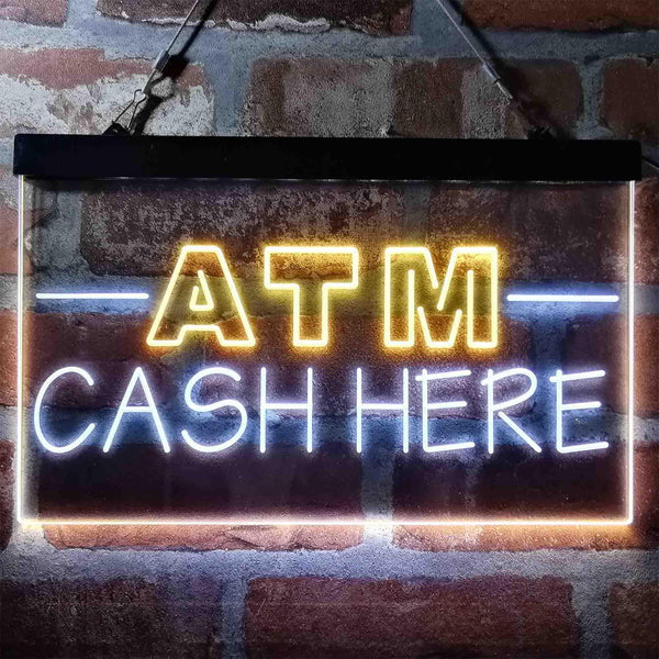 ADVPRO ATM Cash Here Shop Dual Color LED Neon Sign st6-i4012 - White & Yellow